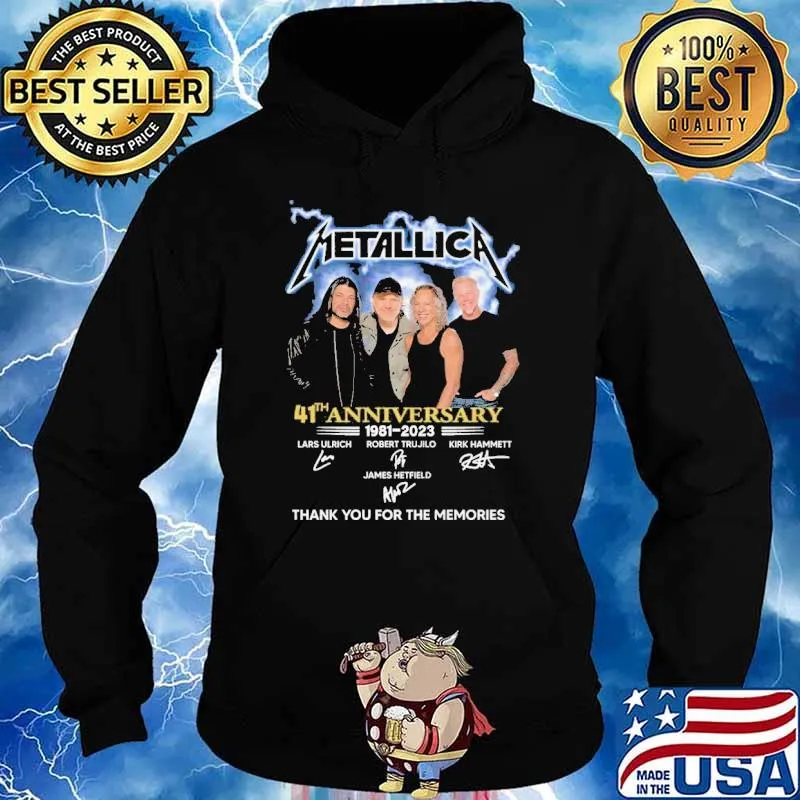 Metalica 41th anniversary 1981 thank you for the memories signature s Hoodie