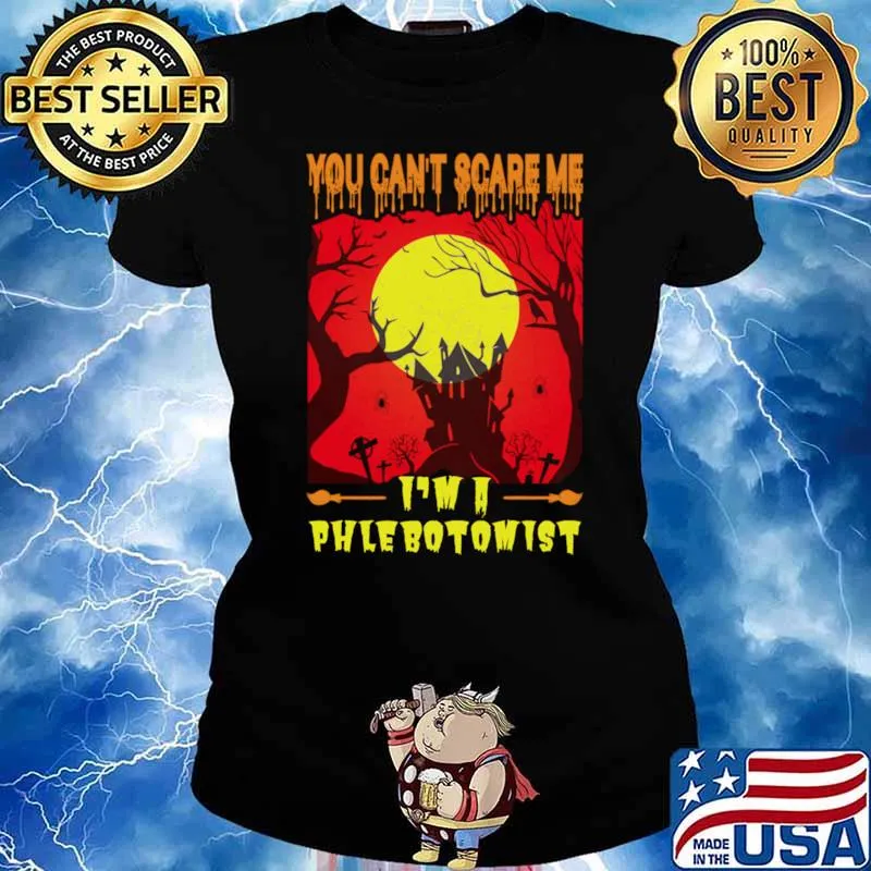 Phlebotomist can't scare me halloween haunted house full moon T-Shirt Ladies tee