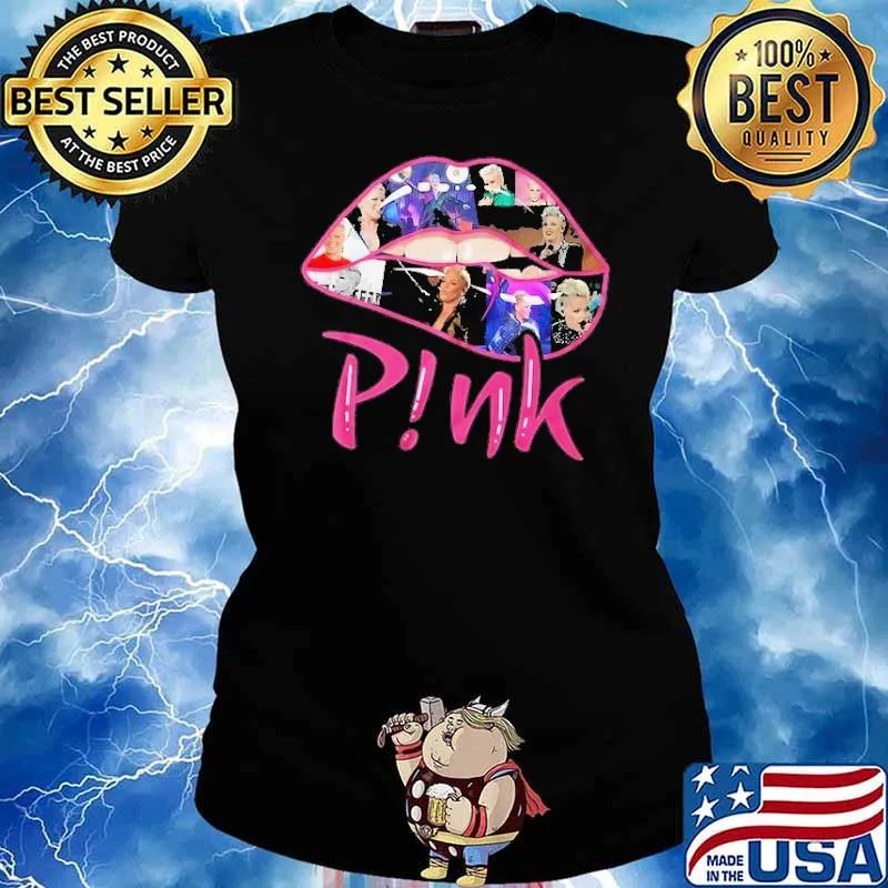 Pink lip singer music shirt