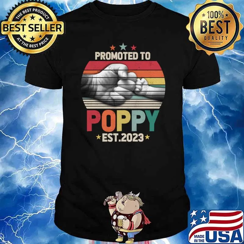 Promoted To Poppy Est 2023 Vintage Family Father's Day T-Shirt Unisex