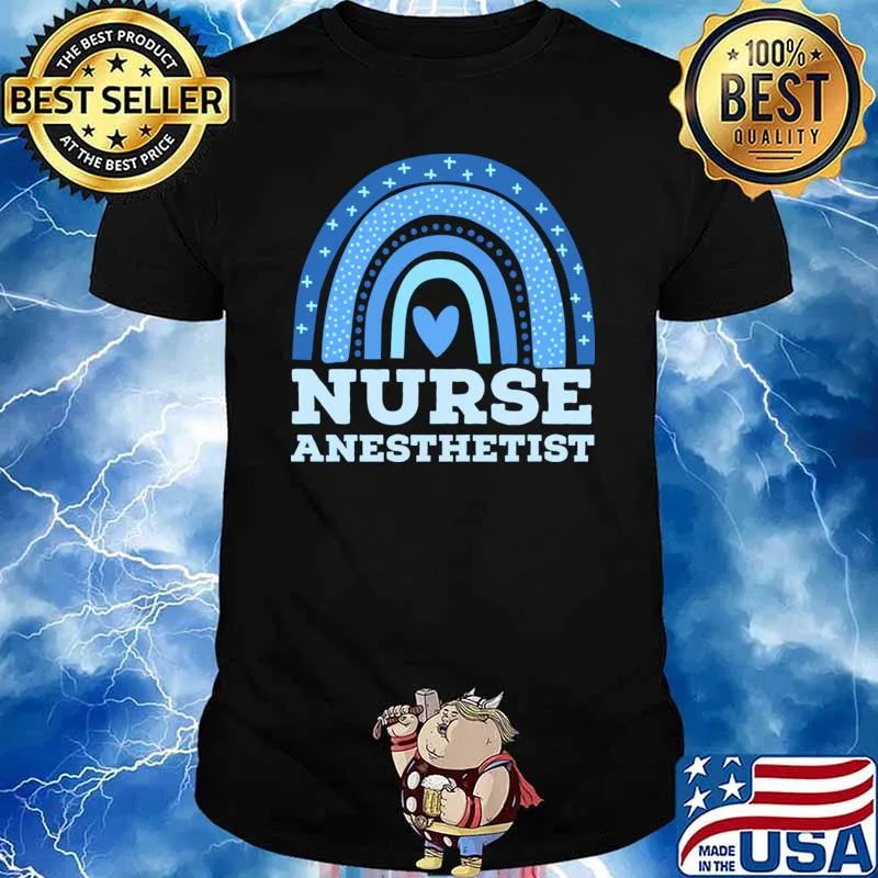 Rainbow Blue Heart Nurse Anesthetist T-Shirt