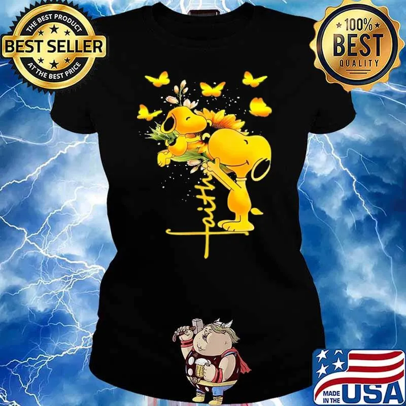 Snoopy dad and children butterfly s Ladies tee