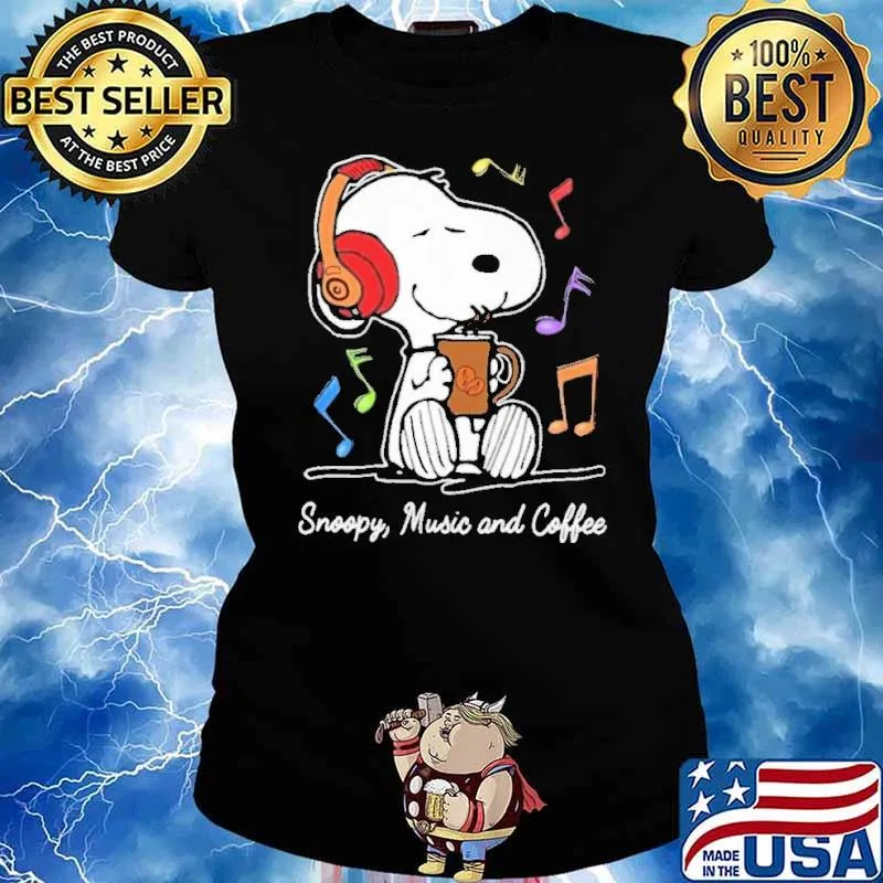 Snoopy Music and coffee s Ladies tee