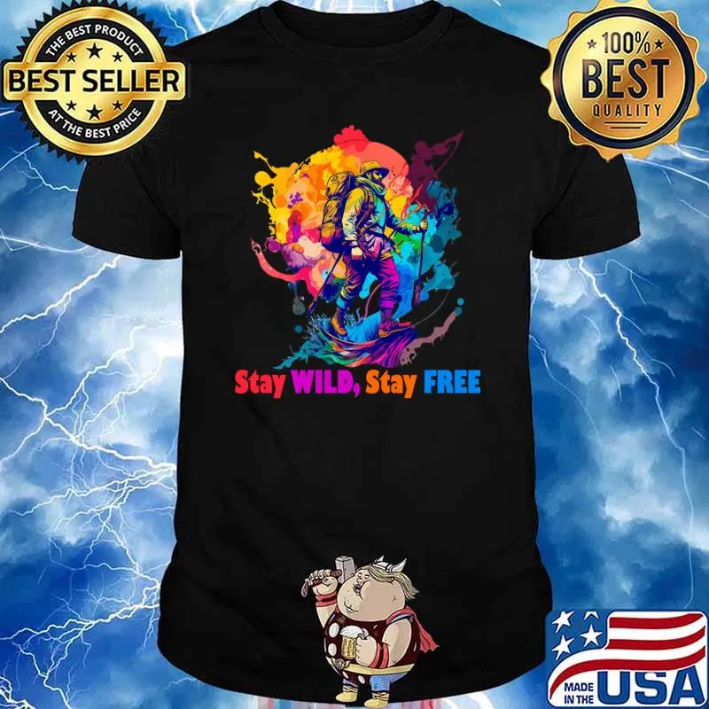 Stay Wild Stay Free Hiking Camping Watercolor T-Shirt