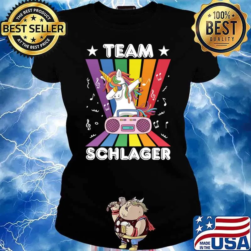 Team Schlager Unicorn Dabbing Lgbt Folk Music Party Festival T-Shirt Ladies tee