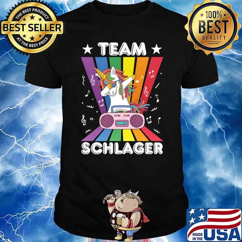 Team Schlager Unicorn Dabbing Lgbt Folk Music Party Festival T-Shirt