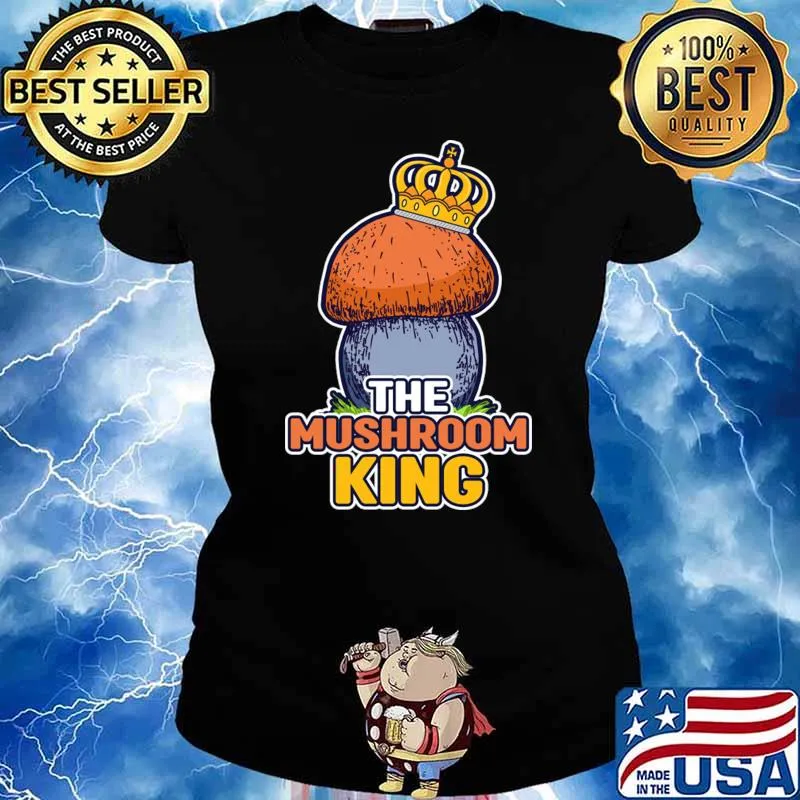 The Mushroom King Crown Porcini Collectors Chanterelles T-Shirt Ladies tee