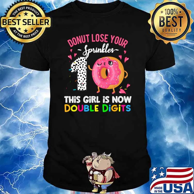 This Girl Is Now Double Digits Donut 10th Birthday T-Shirt Unisex