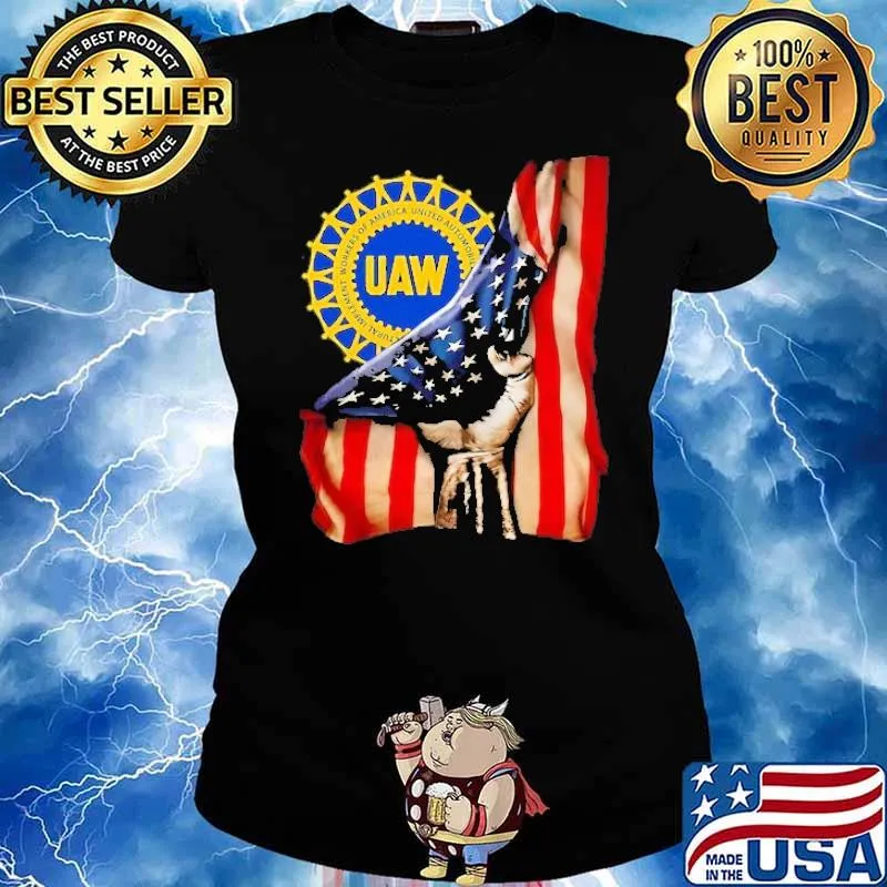UAW workers america united automobile american flag s Ladies tee