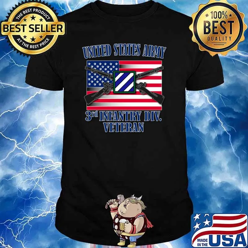 United States Army 3rd Infantry Division Veteran Guns American Flag T-Shirt
