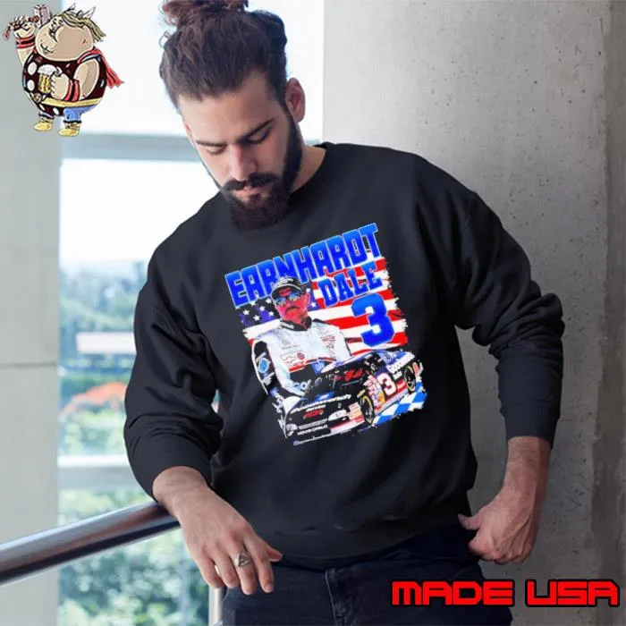 Nice dale Earnhardt signature racing car American flag s Sweatshirt
