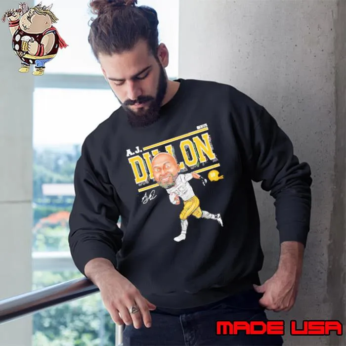 A.J. Dillon Green Bay Packers Cartoon signature s Sweatshirt
