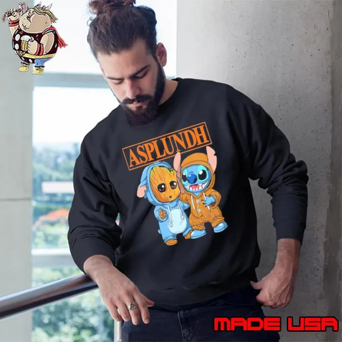 Asplundh baby groot and stitch shirt