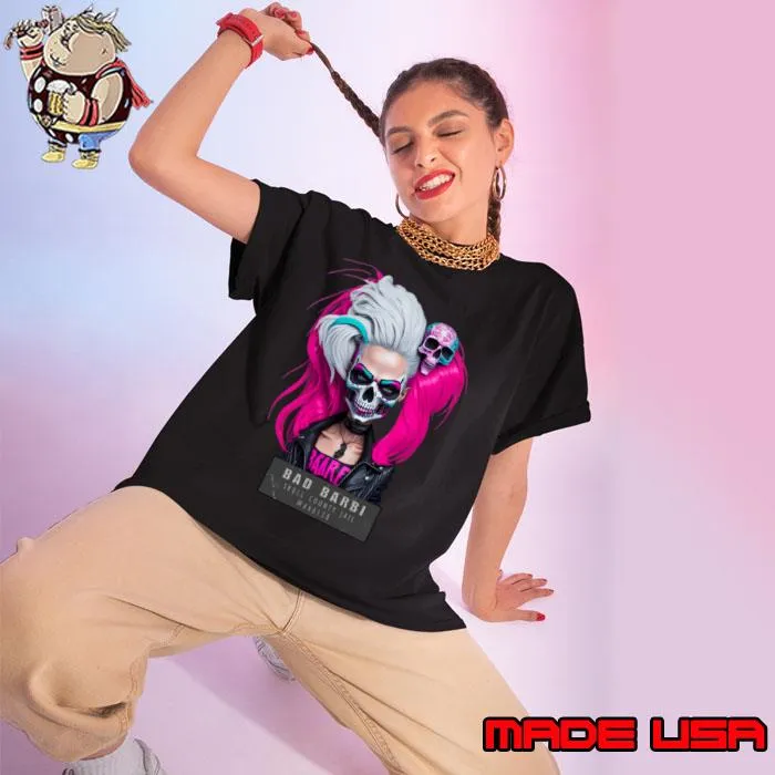 Funny skull County Jail Pink Bad Barbi T-Shirt Ladies tee