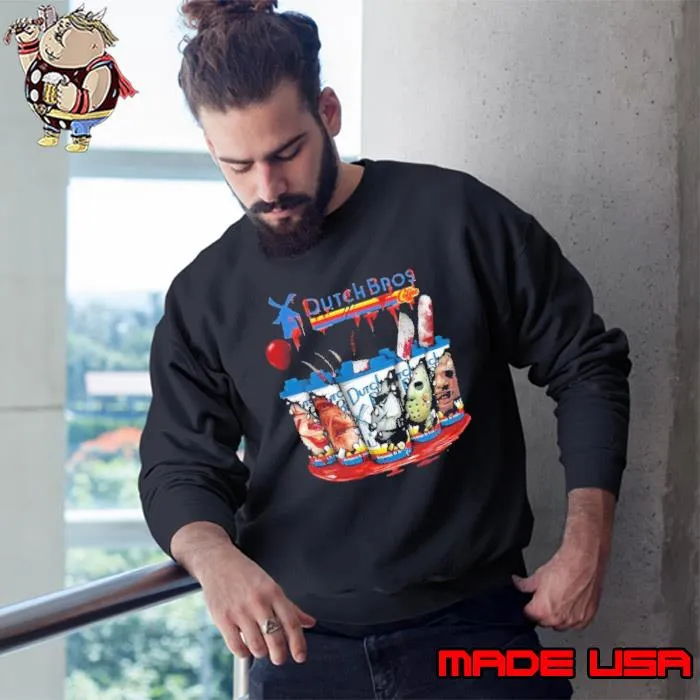 Horror Movie Characters Dutch Bros Coffee Halloween s Sweatshirt
