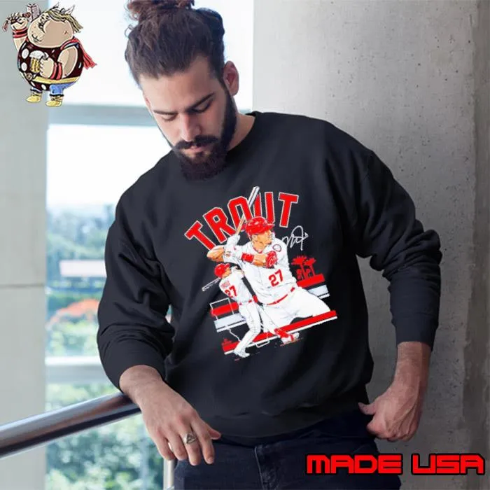 Mike Trout 27 Los Angeles Angels baseball signature s Sweatshirt