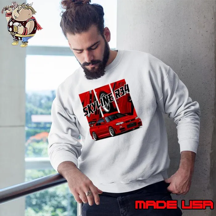 Premium nissan Skyline r34 GTR Red, JDM Car T-Shirt Sweatshirt