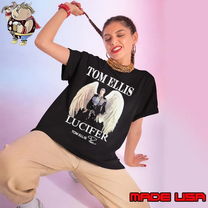 Tom ellis lucifer signature wing Welsh actor s Ladies tee