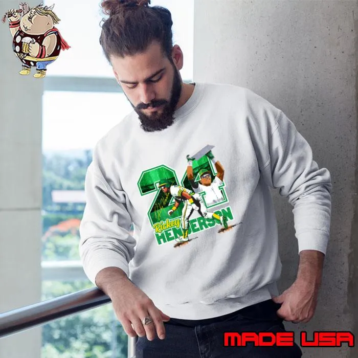 Top #24 Rickey Henderson Henley Henderson Signature Player American Baseball Sports Lover T-Shirt Sweatshirt