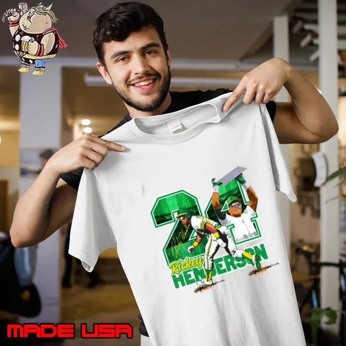 Top #24 Rickey Henderson Henley Henderson Signature Player American Baseball Sports Lover T-Shirt