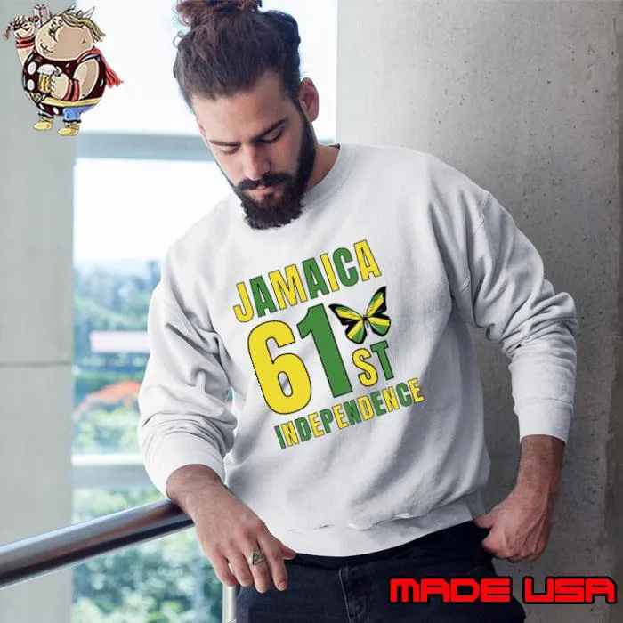 Top 61st Jamaica Independence Day Celebration Butterfly T-Shirt Sweatshirt