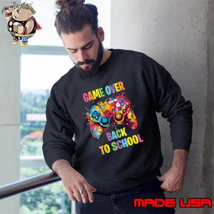 Back to School Game Over Teacher Student Controller Watercolor T-Shirt
