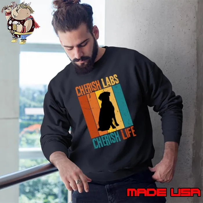 Dog Silhouette Cherish Labs Cherish Life Vintage T-Shirt