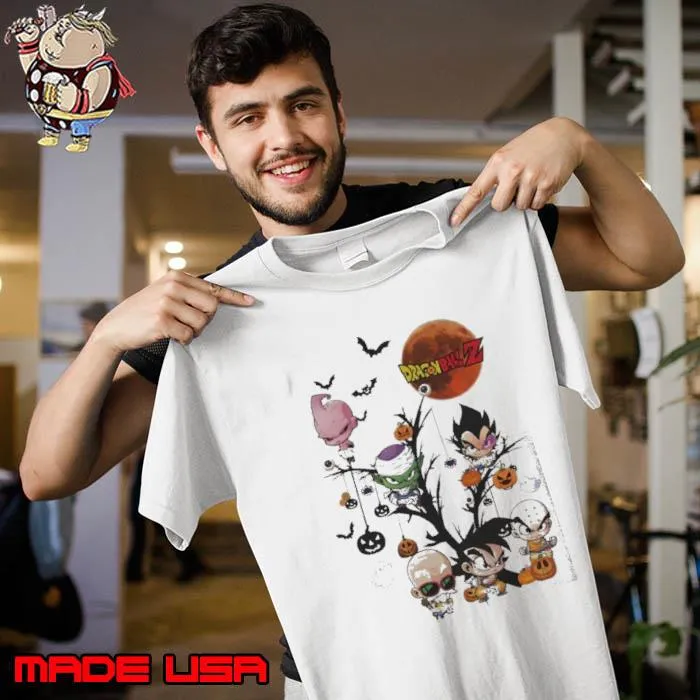 Dragon Ball Z Chibi On Tree Blood Moon Halloween Shirt