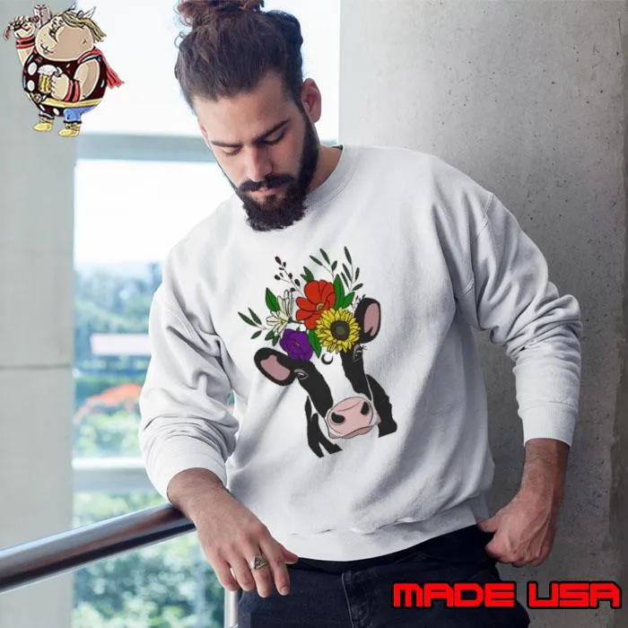 Floral Cow Flower Shirt Sweatshirt