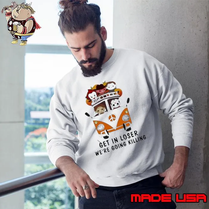 Horror Chibi Characters Get In Loser We’re Going Killing Halloween Shirt Sweatshirt