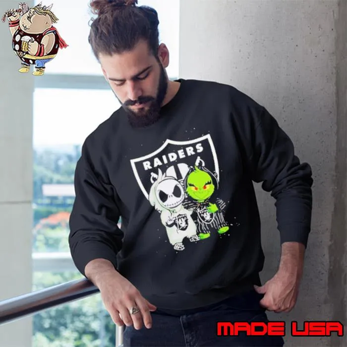 Official raiders JAck Skellington And Grinch Halloween Shirt