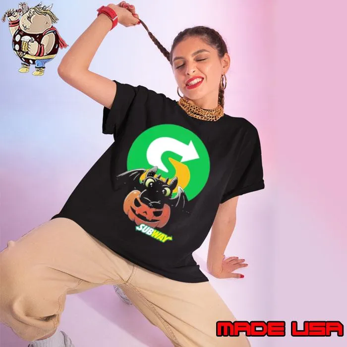 Pumpkin baby toothless with Subway logo s Ladies tee