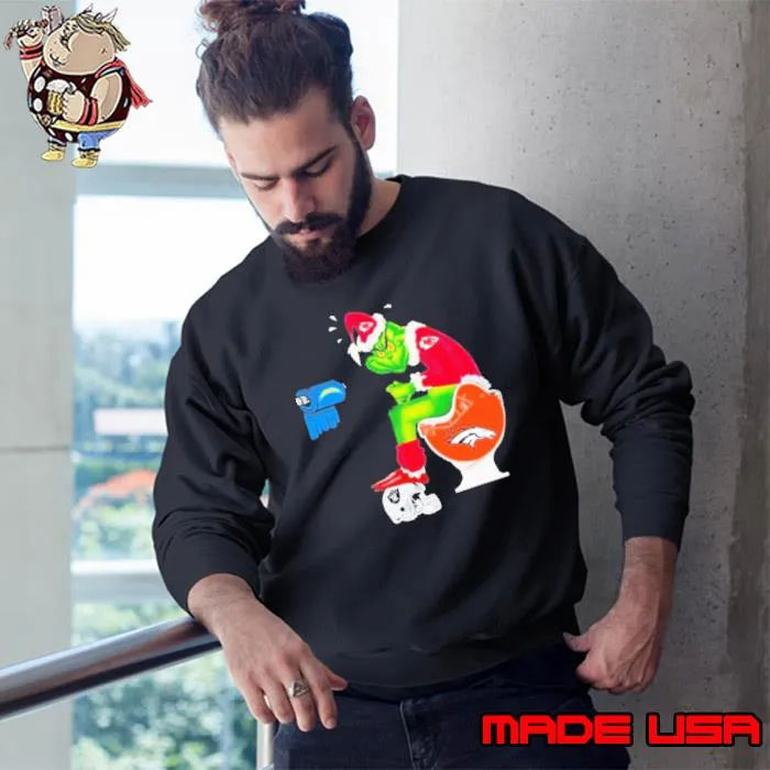 The Grinch Kansas City Chiefs Shitting On Toilet Denver Broncos And Other Teams 2023 Shirt