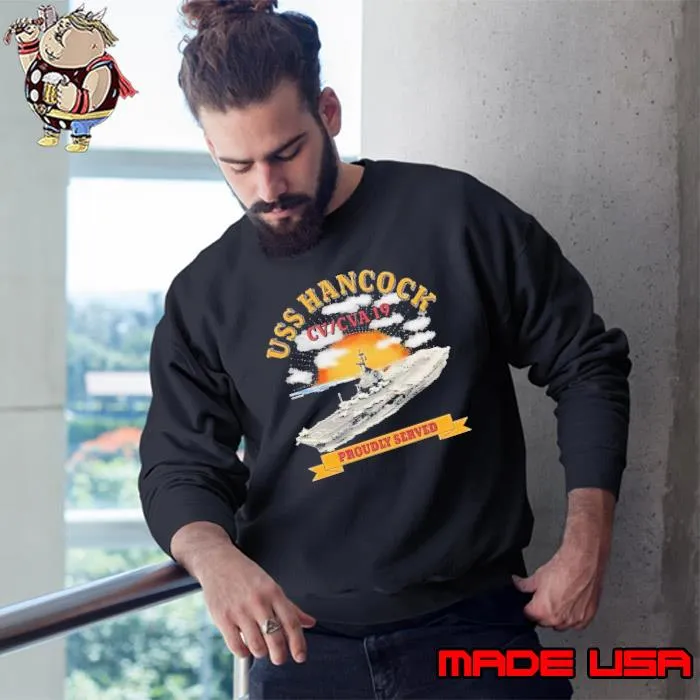 Uss hancock cv cva 19 proudly served sunset shirt