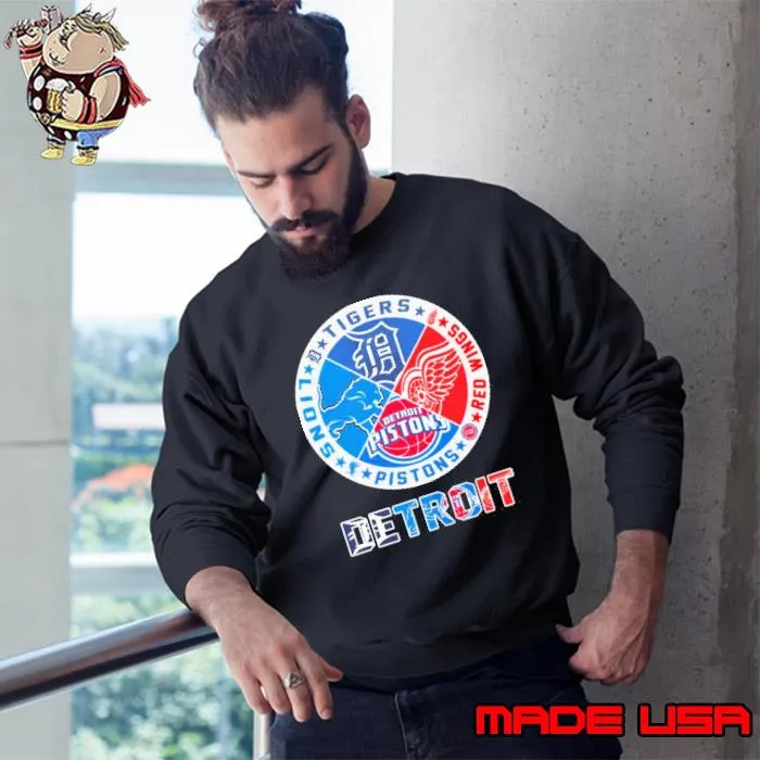 Detroit Lions Sports Teams Tigers Red Wings Pistons And Lions Logo Shirt