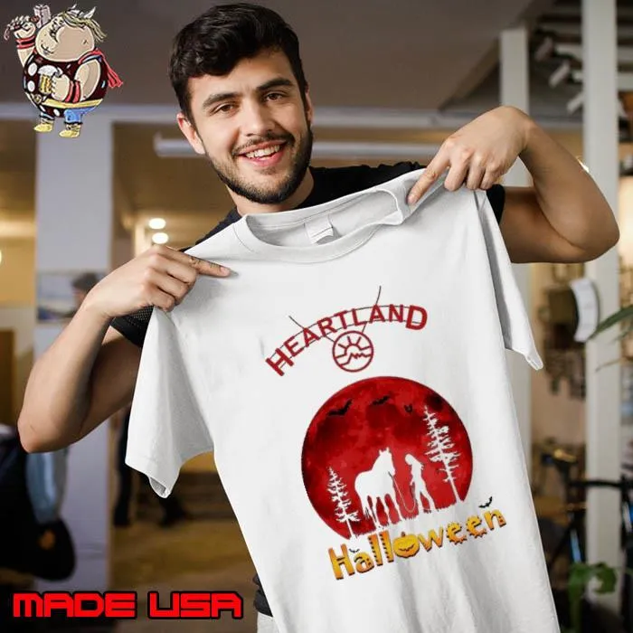 Heartland Halloween Horse And Girl Blood Moon Shirt Unisex