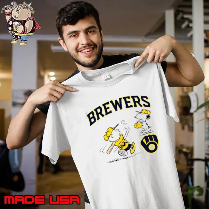 Peanuts Charlie Brown And Snoopy Playing Baseball Milwaukee Brewers s Unisex