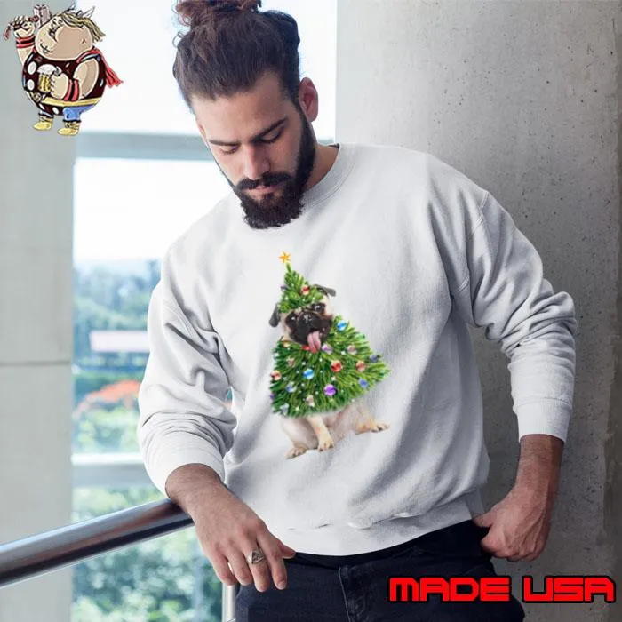 Pug Christmas Tree Lights Santa s Sweatshirt