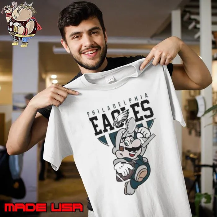 Super Mario Bros x Philadelphia Eagles Football Game Day 2023 Shirt Unisex