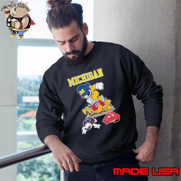 Super Mario Michigan Wolverines Stomp Ohio State Buckeye Penn State And Indiana Hoosiers Shirt