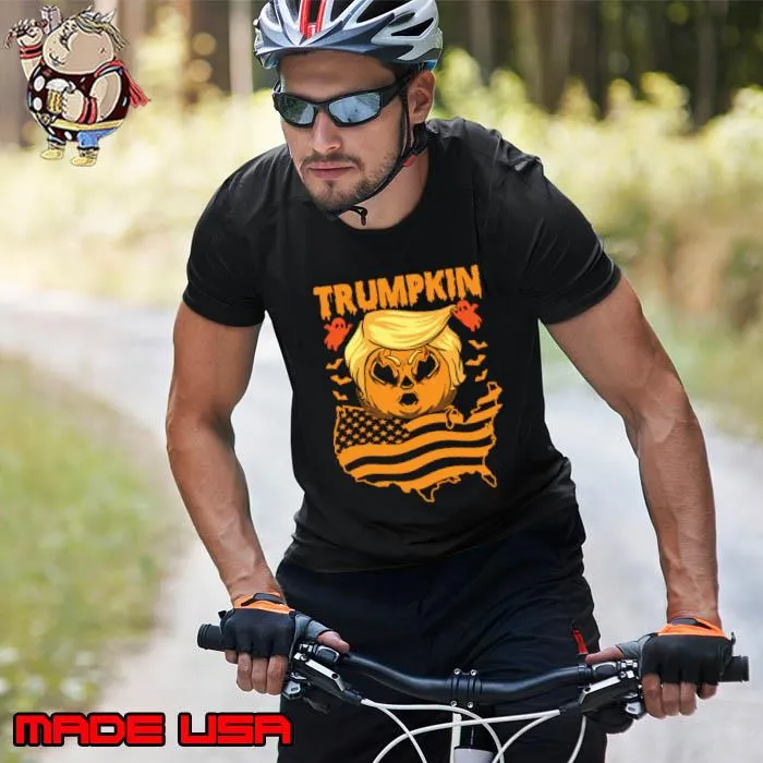 Trumpkin Donald Trump hair pumpkin american flag halloween T-Shirt Unisex