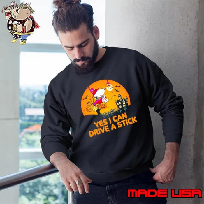 Witch Snoopy and Woodstock Yes I Can Drive a Stick Halloween 2023 s Sweatshirt