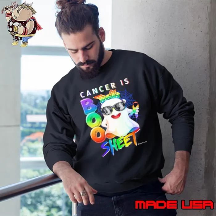 Cancer Is Boo Sheet Ghost Wear Sunglasses Rainbow s Sweatshirt