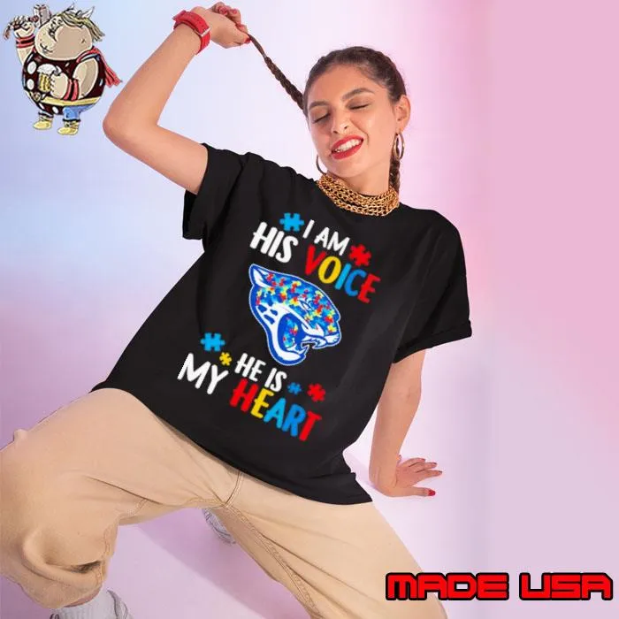 Jacksonville Jaguars Autism Awareness I Am His Voice He Is My Heart 2023 Shirt