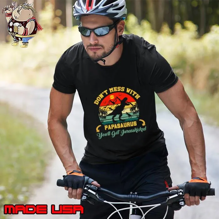 Don't Mess With Papasaurus You'll Get Jurasskicked Vintage Sunset T-Shirt Unisex