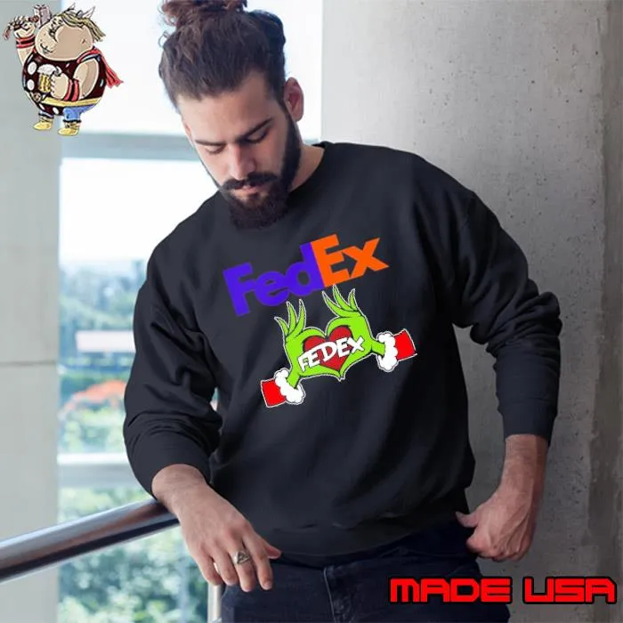 Fedex Grinch Hand Heart symbol xmas s Sweatshirt
