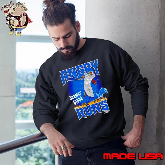 Jahmyr Gibbs Detroit Lions Angry Runs Player s Sweatshirt