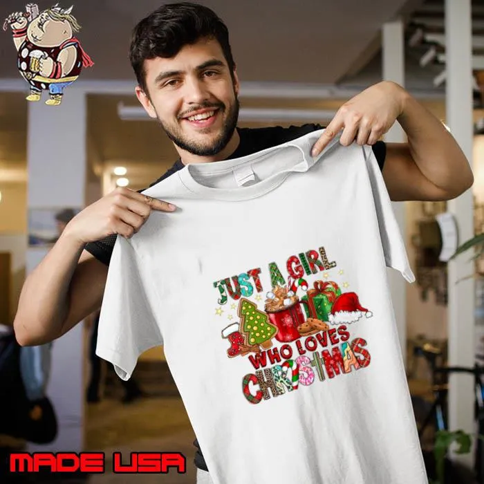 Just A Girl Who Loves Hot Cocoa Santa Hat Leopard Christmas T-Shirt Unisex