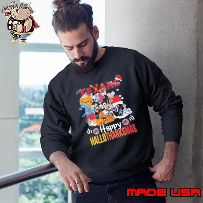 NCAA Houston Texans Mascot Happy Hallothanksmas s Sweatshirt