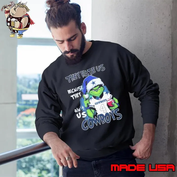 Santa Grinch Funny they hate Us because they ain’t us Dallas Cowboy Christmas shirt